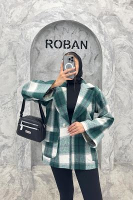 کت آستردار چهارخانه یقه دلبر چیکا