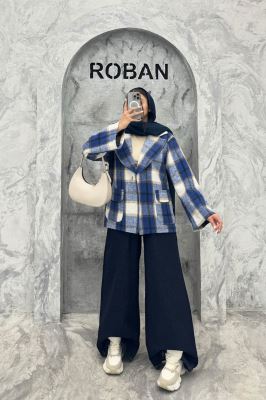 کت آستردار چهارخانه یقه دلبر چیکا