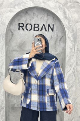 کت آستردار چهارخانه یقه دلبر چیکا