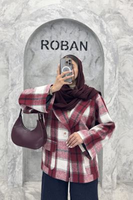 کت آستردار چهارخانه یقه دلبر چیکا