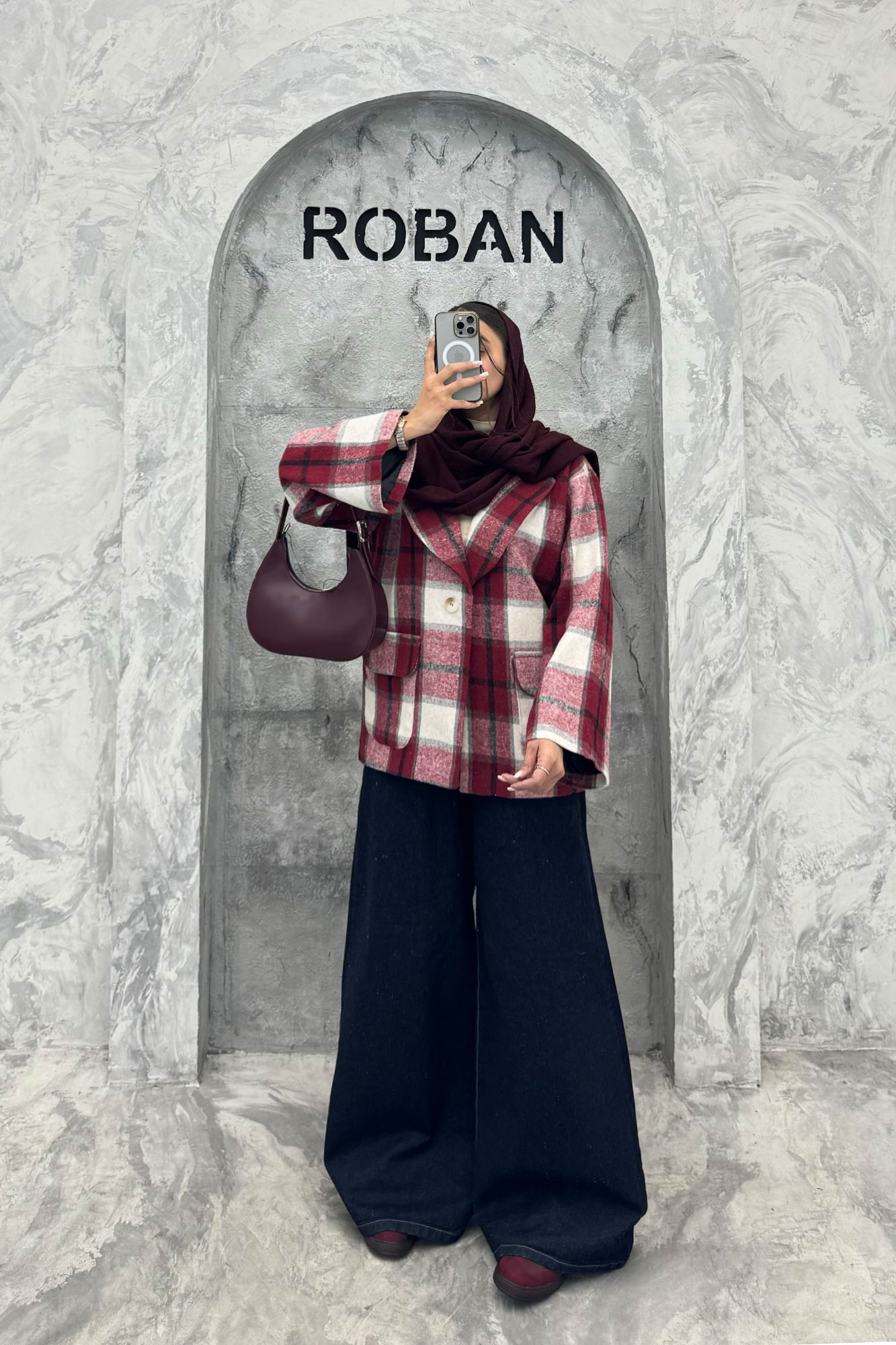 کت آستردار چهارخانه یقه دلبر چیکا