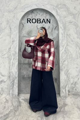 کت آستردار چهارخانه یقه دلبر چیکا