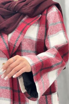 کت آستردار چهارخانه یقه دلبر چیکا