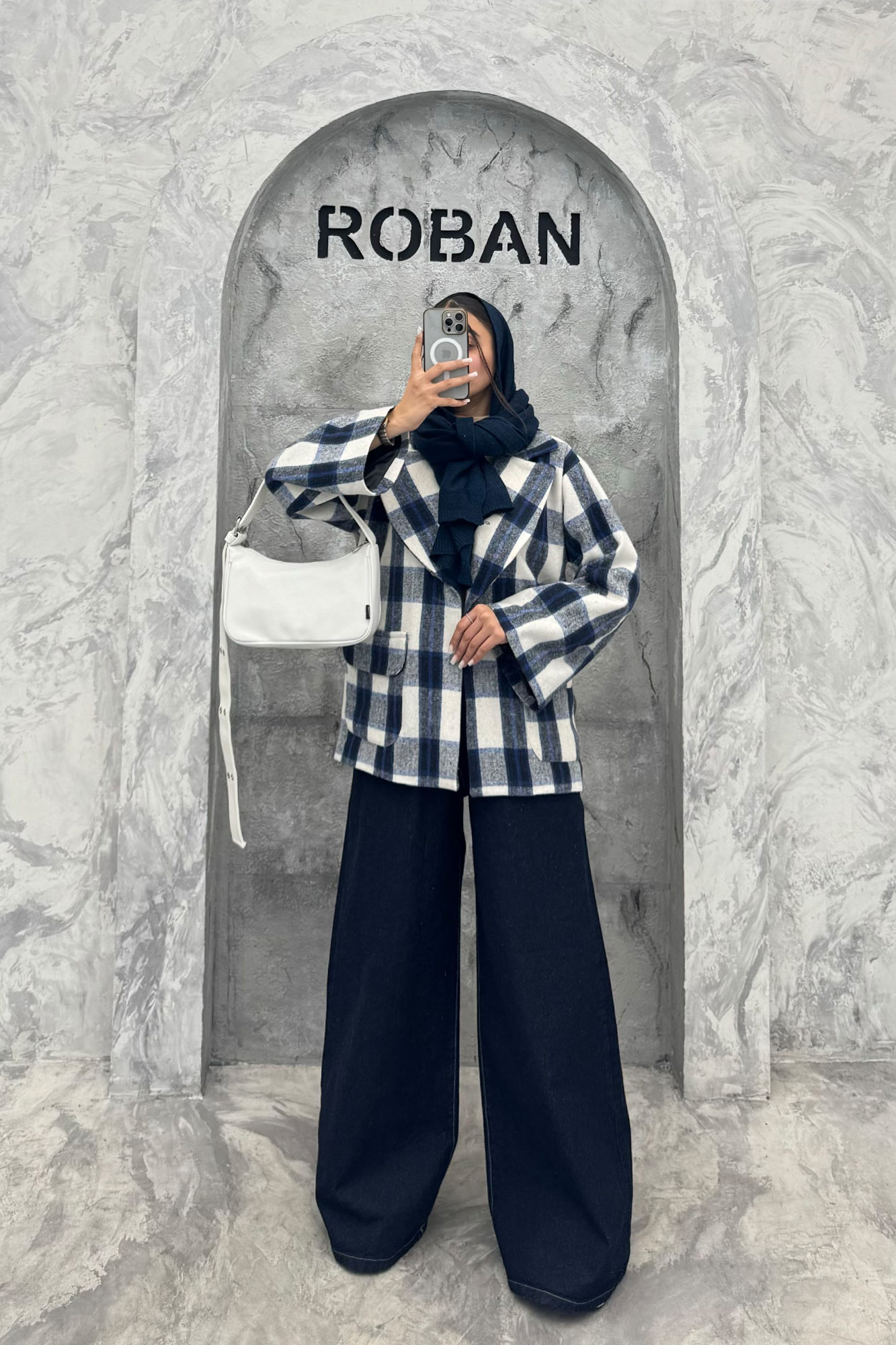 کت آستردار چهارخانه یقه دلبر چیکا