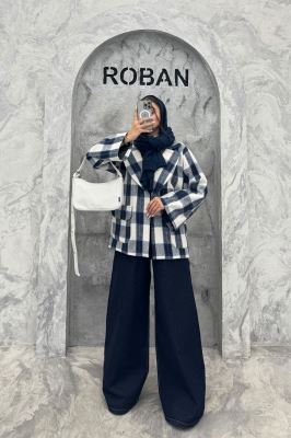 کت آستردار چهارخانه یقه دلبر چیکا