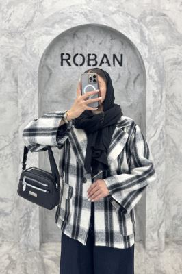 کت آستردار چهارخانه یقه دلبر چیکا