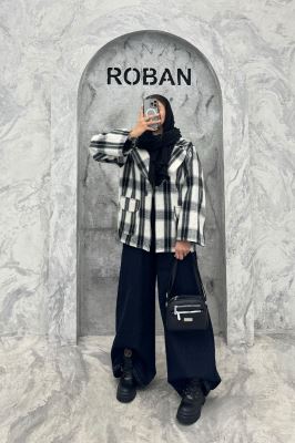 کت آستردار چهارخانه یقه دلبر چیکا