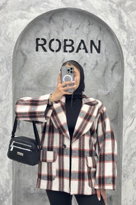 کت آستردار چهارخانه یقه دلبر چیکا