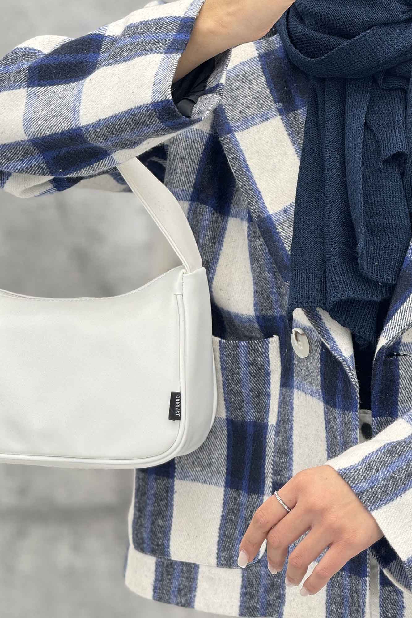 کت آستردار چهارخانه آرنج تکه دوزی