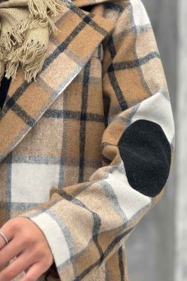 کت آستردار چهارخانه آرنج تکه دوزی