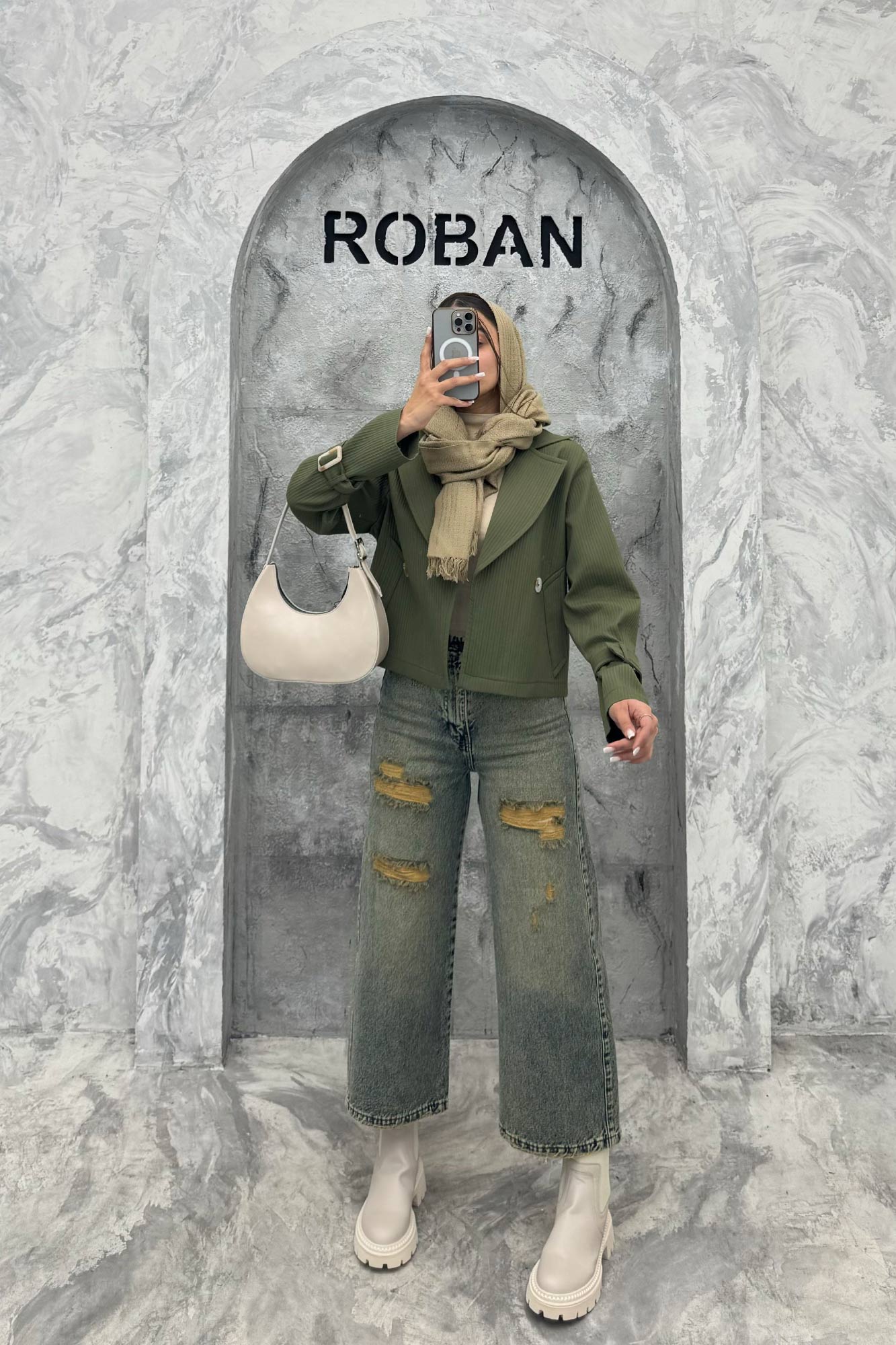 کراپ کت آستین سگک سانتانا میله ای