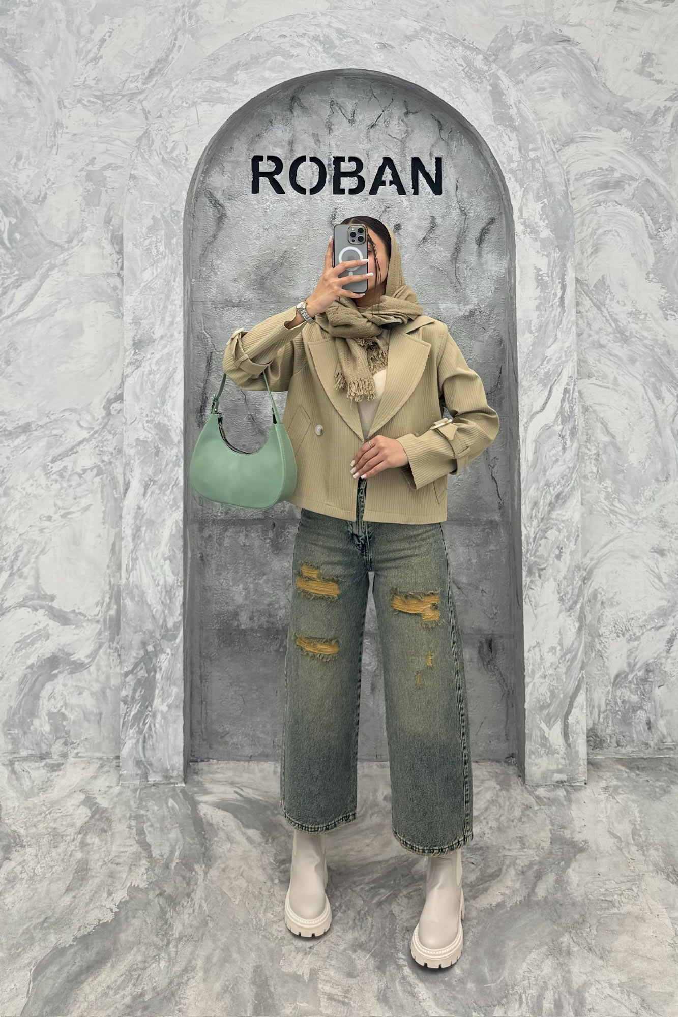 کراپ کت آستین سگک سانتانا میله ای