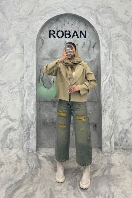 کراپ کت آستین سگک سانتانا میله ای