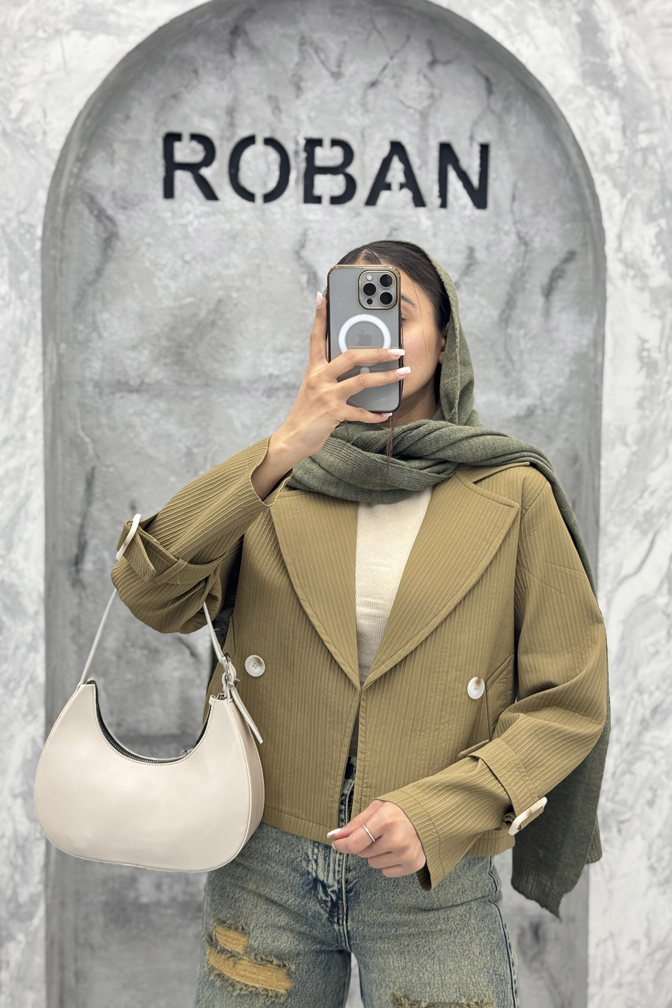 کراپ کت آستین سگک سانتانا میله ای 