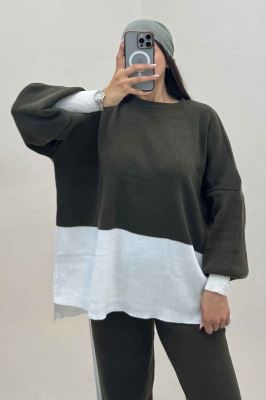 ست دورس و شلوار بافت لش پایین سفید