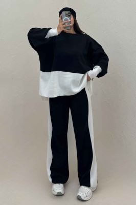 ست دورس و شلوار بافت لش پایین سفید