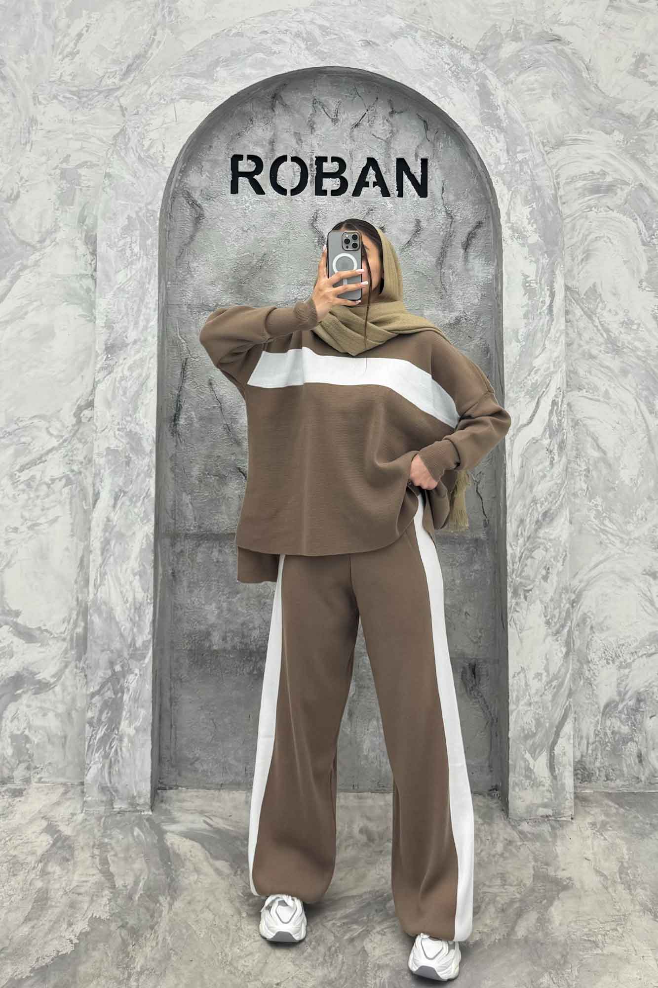 ست دورس و شلوار بافت لش پشت بلند