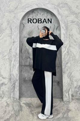 ست دورس و شلوار بافت لش پشت بلند