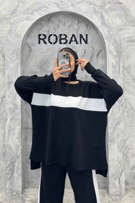 ست دورس و شلوار بافت لش پشت بلند