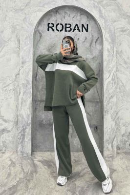 ست دورس و شلوار بافت لش پشت بلند