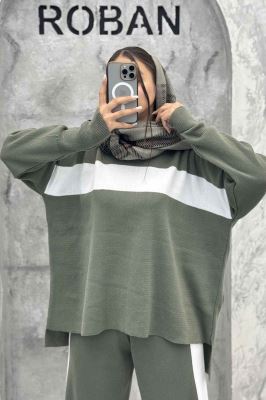 ست دورس و شلوار بافت لش پشت بلند