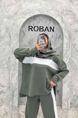 ست دورس و شلوار بافت لش پشت بلند