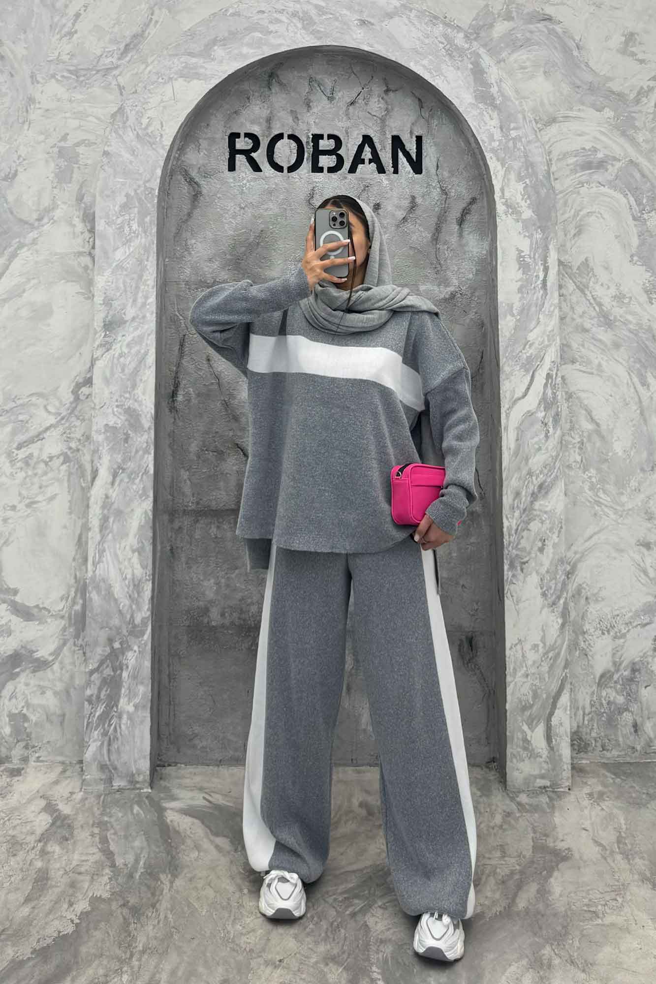 ست دورس و شلوار بافت لش پشت بلند