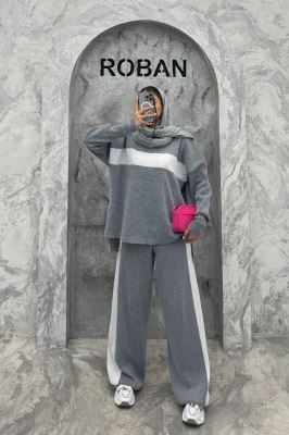 ست دورس و شلوار بافت لش پشت بلند