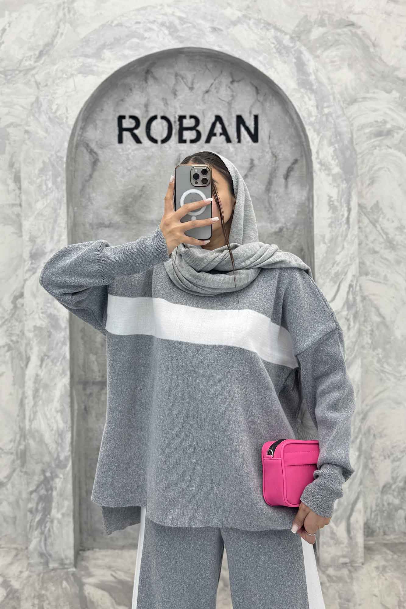 ست دورس و شلوار بافت لش پشت بلند