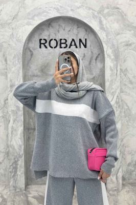 ست دورس و شلوار بافت لش پشت بلند