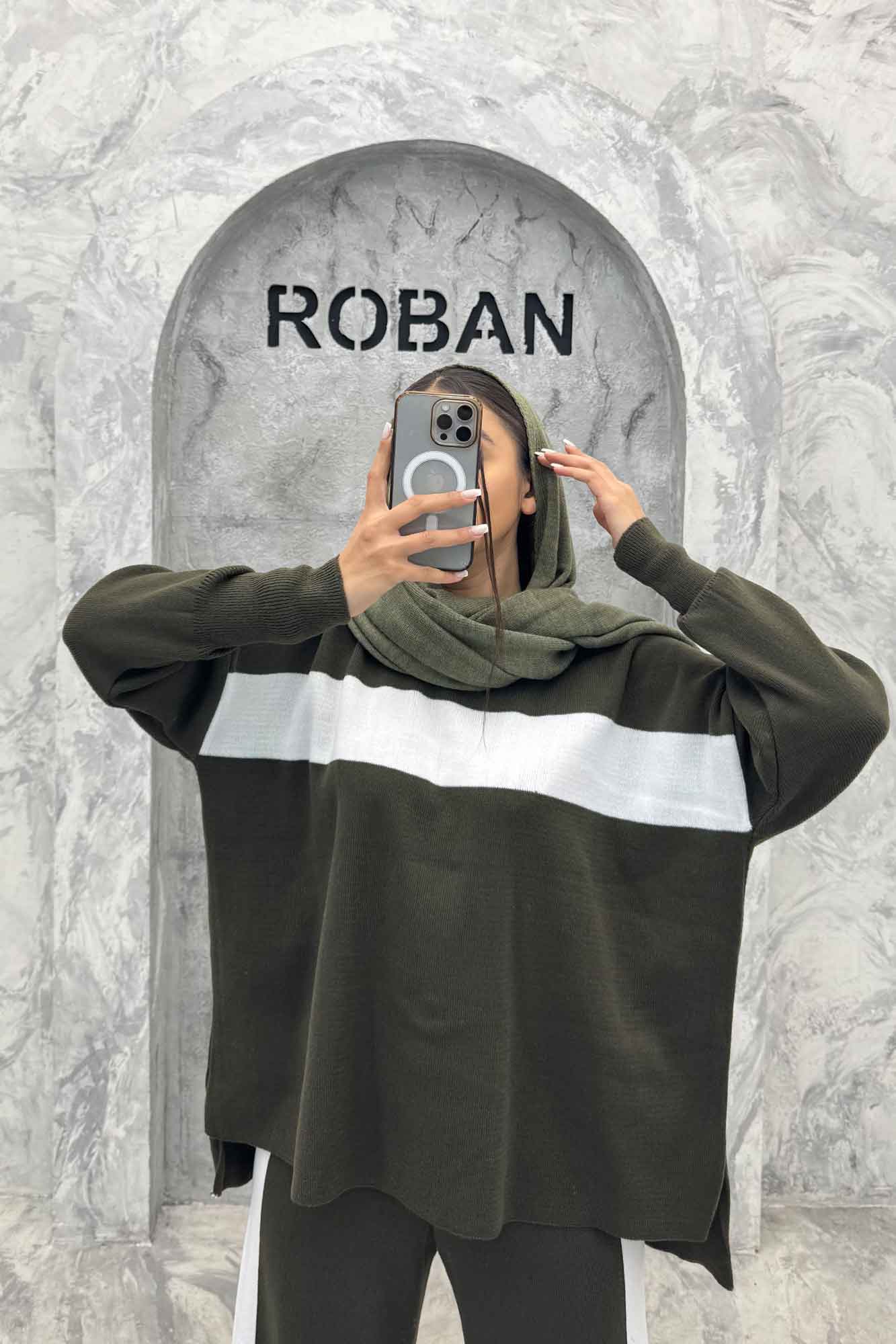 ست دورس و شلوار بافت لش پشت بلند