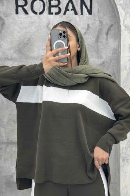 ست دورس و شلوار بافت لش پشت بلند