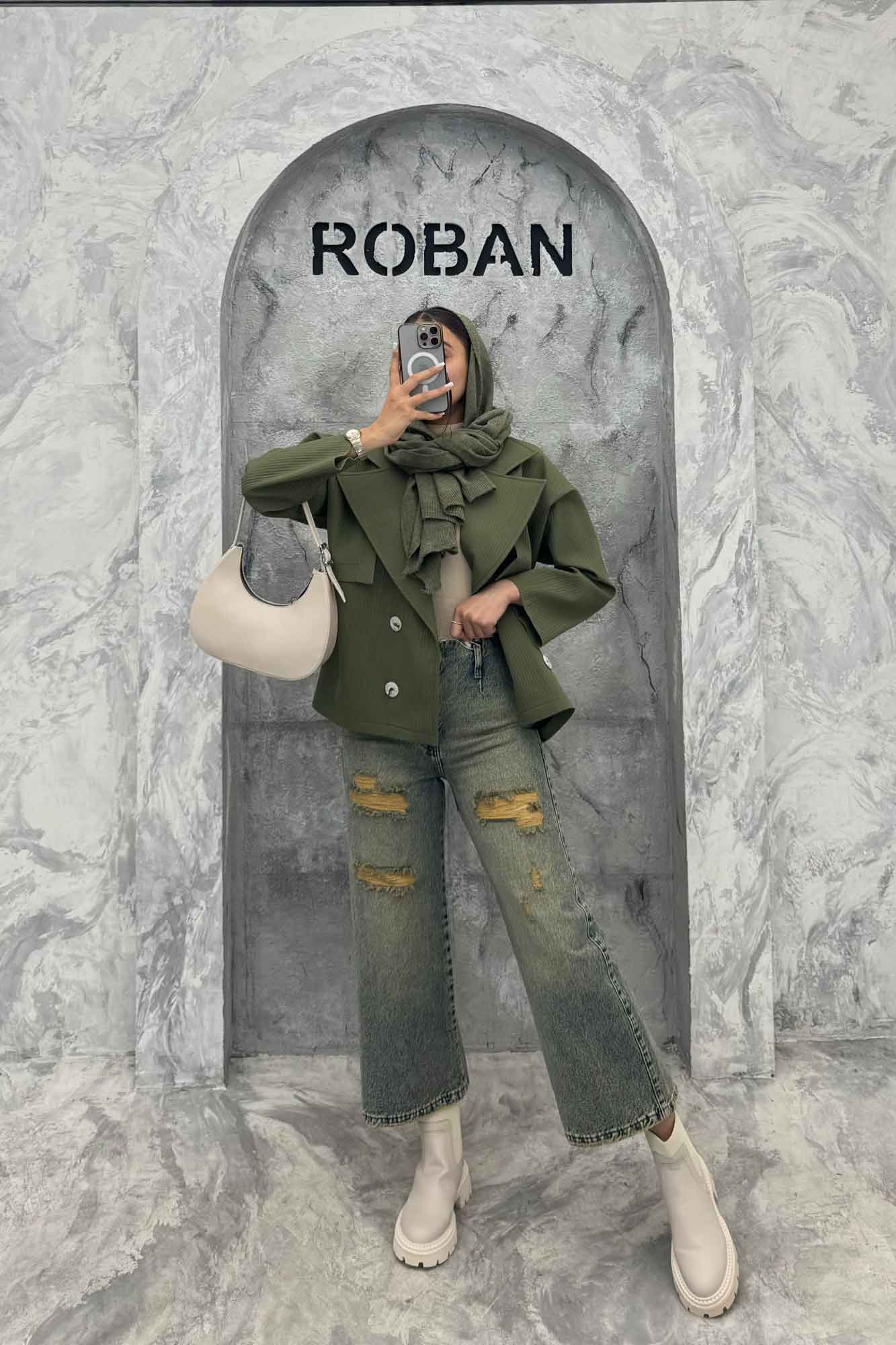 ترنچ کت کوتاه سانتانا میله ای طرح ژیله