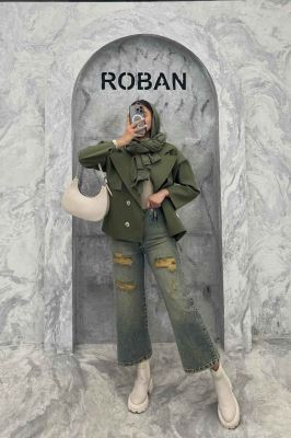 ترنچ کت کوتاه سانتانا میله ای طرح ژیله