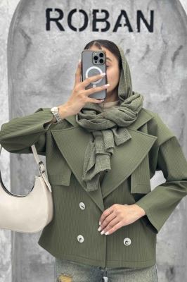 ترنچ کت کوتاه سانتانا میله ای طرح ژیله