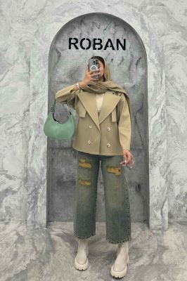 ترنچ کت کوتاه سانتانا میله ای طرح ژیله