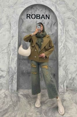 ترنچ کت کوتاه سانتانا میله ای طرح ژیله