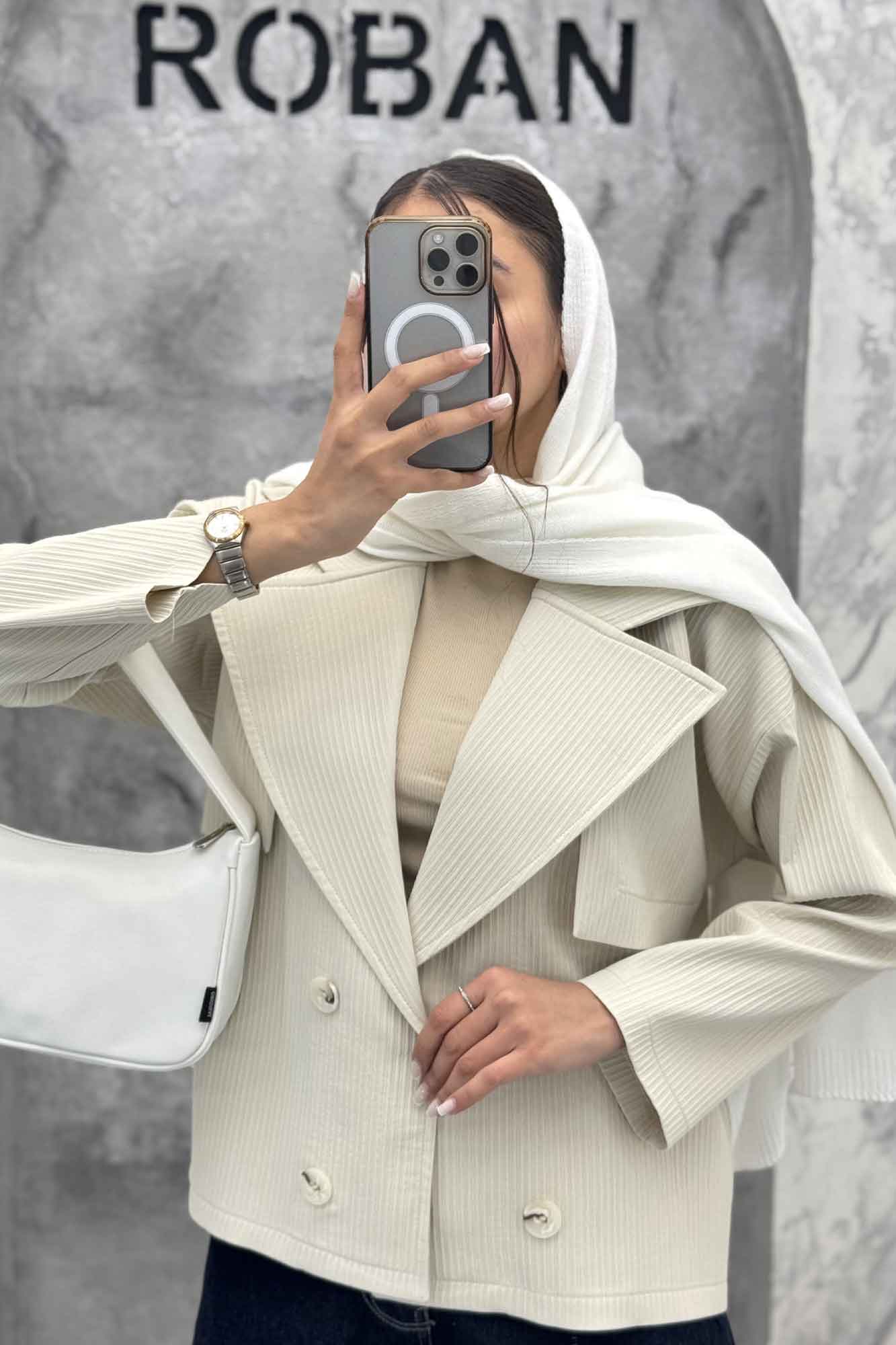 ترنچ کت کوتاه سانتانا میله ای طرح ژیله