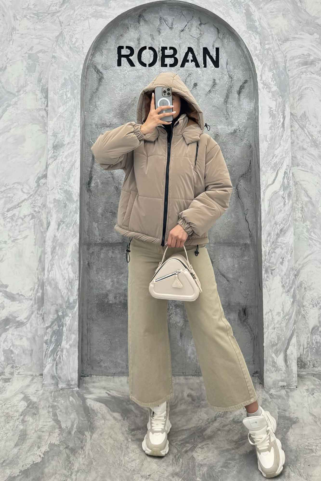 کاپشن سیلیکونی کلاهدار سه جیب