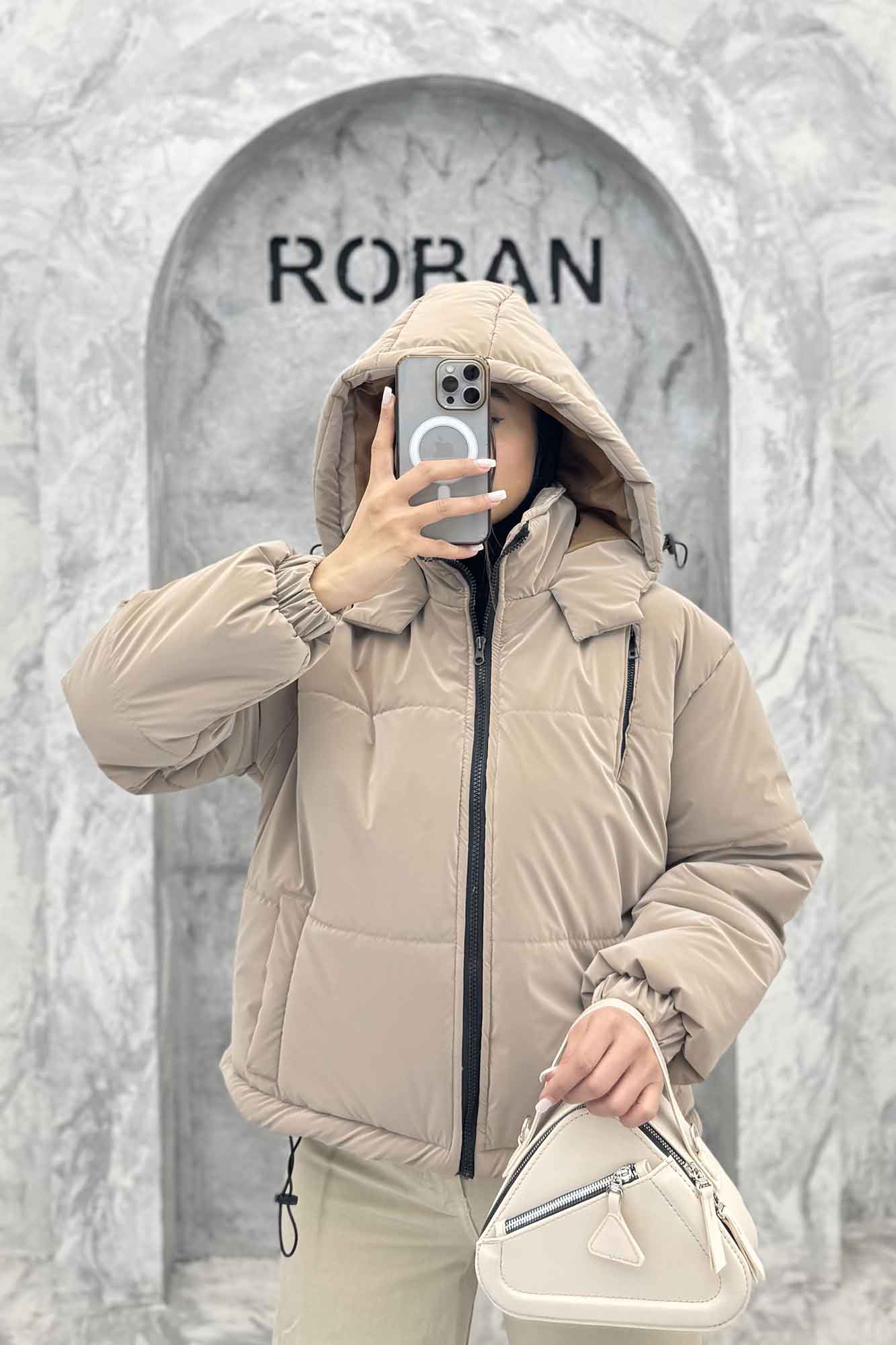 کاپشن سیلیکونی کلاهدار سه جیب