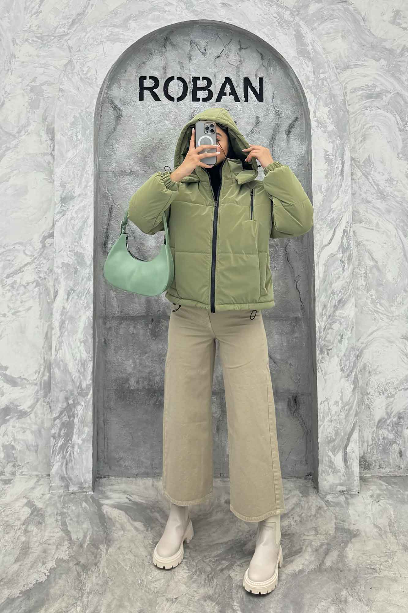 کاپشن سیلیکونی کلاهدار سه جیب