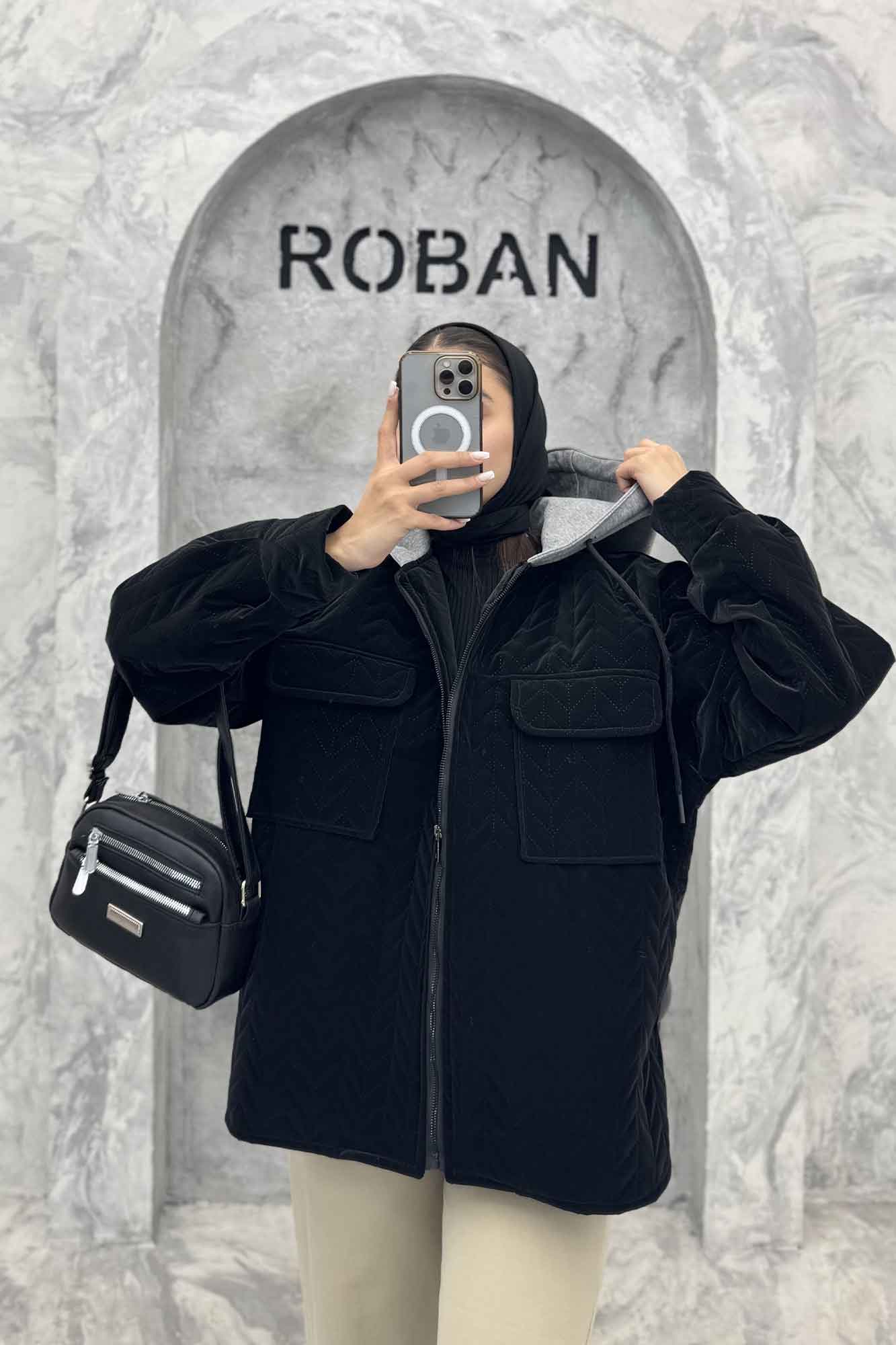 کاپشن سیلیکونی دوخت موجی کلاهدار