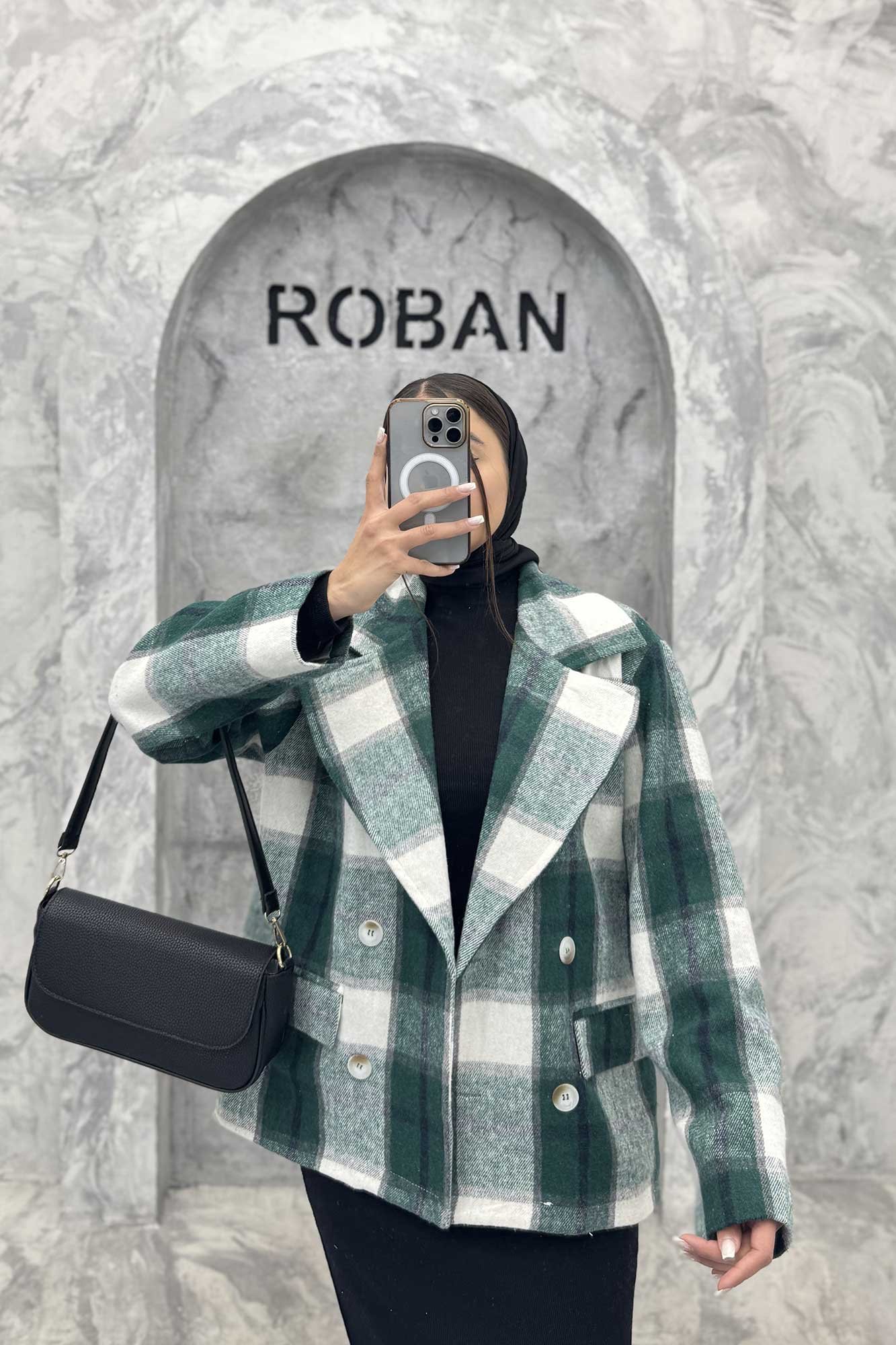 کت آستردار چهارخانه چهار دکمه کابریا