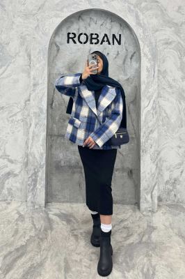 کت آستردار چهارخانه چهار دکمه کابریا