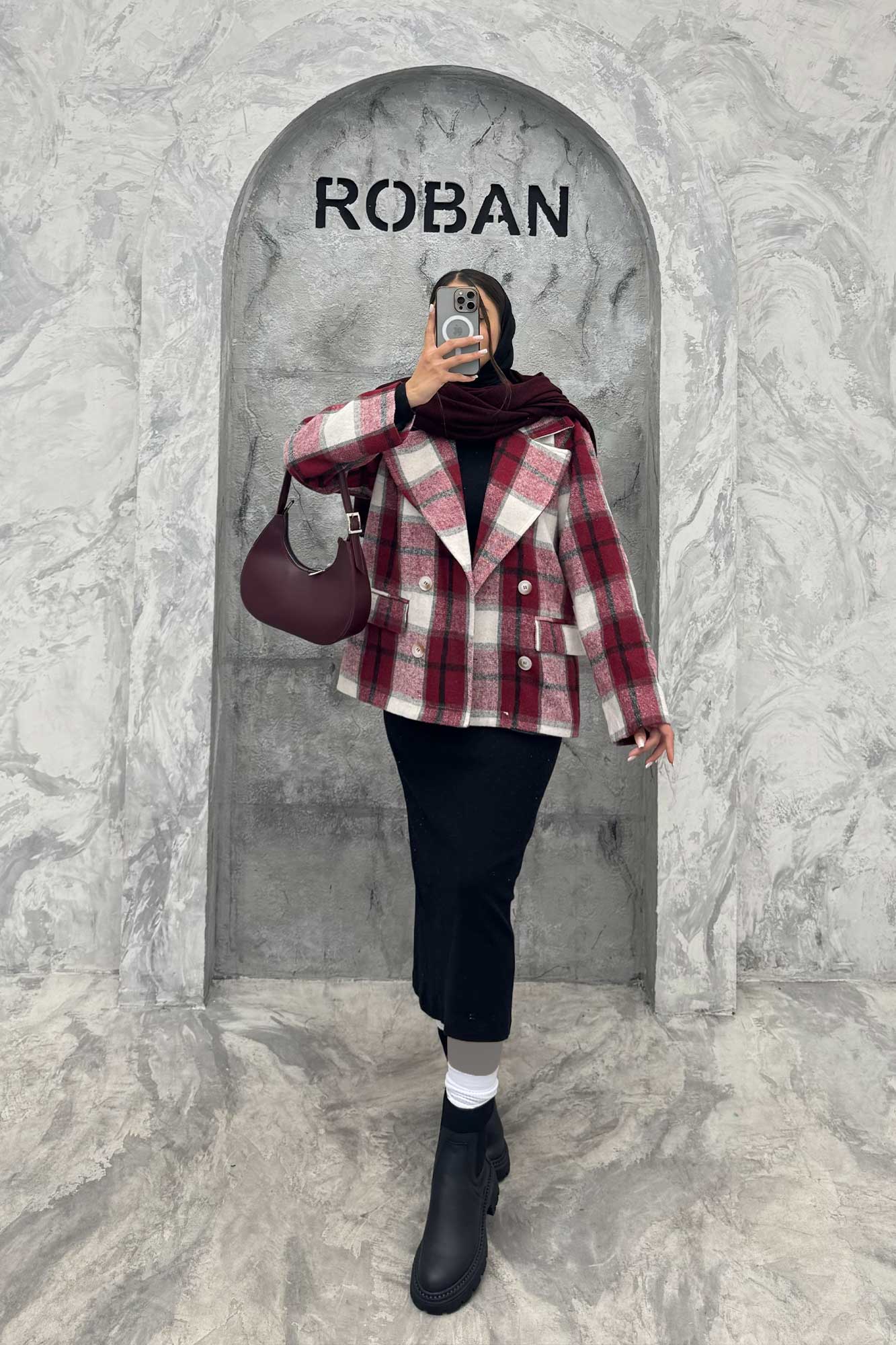 کت آستردار چهارخانه چهار دکمه کابریا