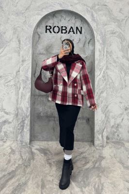 کت آستردار چهارخانه چهار دکمه کابریا