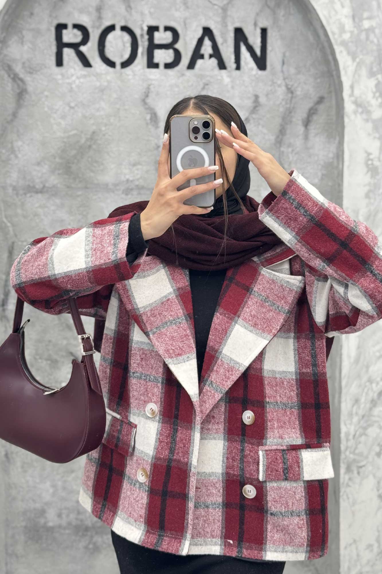 کت آستردار چهارخانه چهار دکمه کابریا