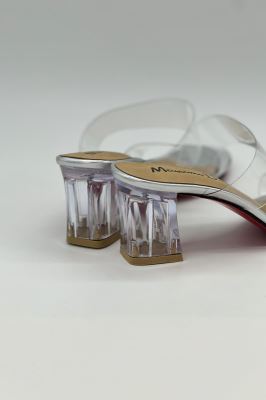 صندل پاشنه بلند طلقی شیشه ای