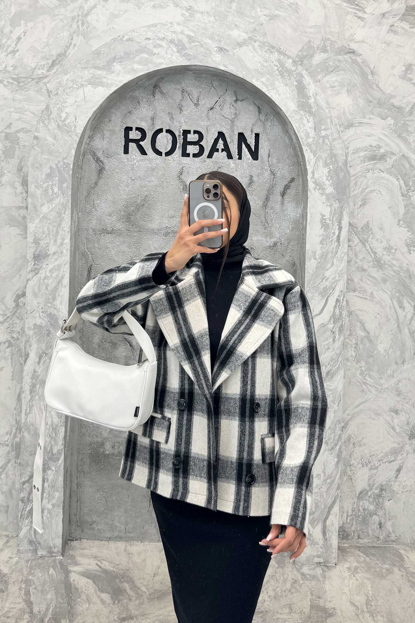 کت آستردار چهارخانه چهار دکمه کابریا