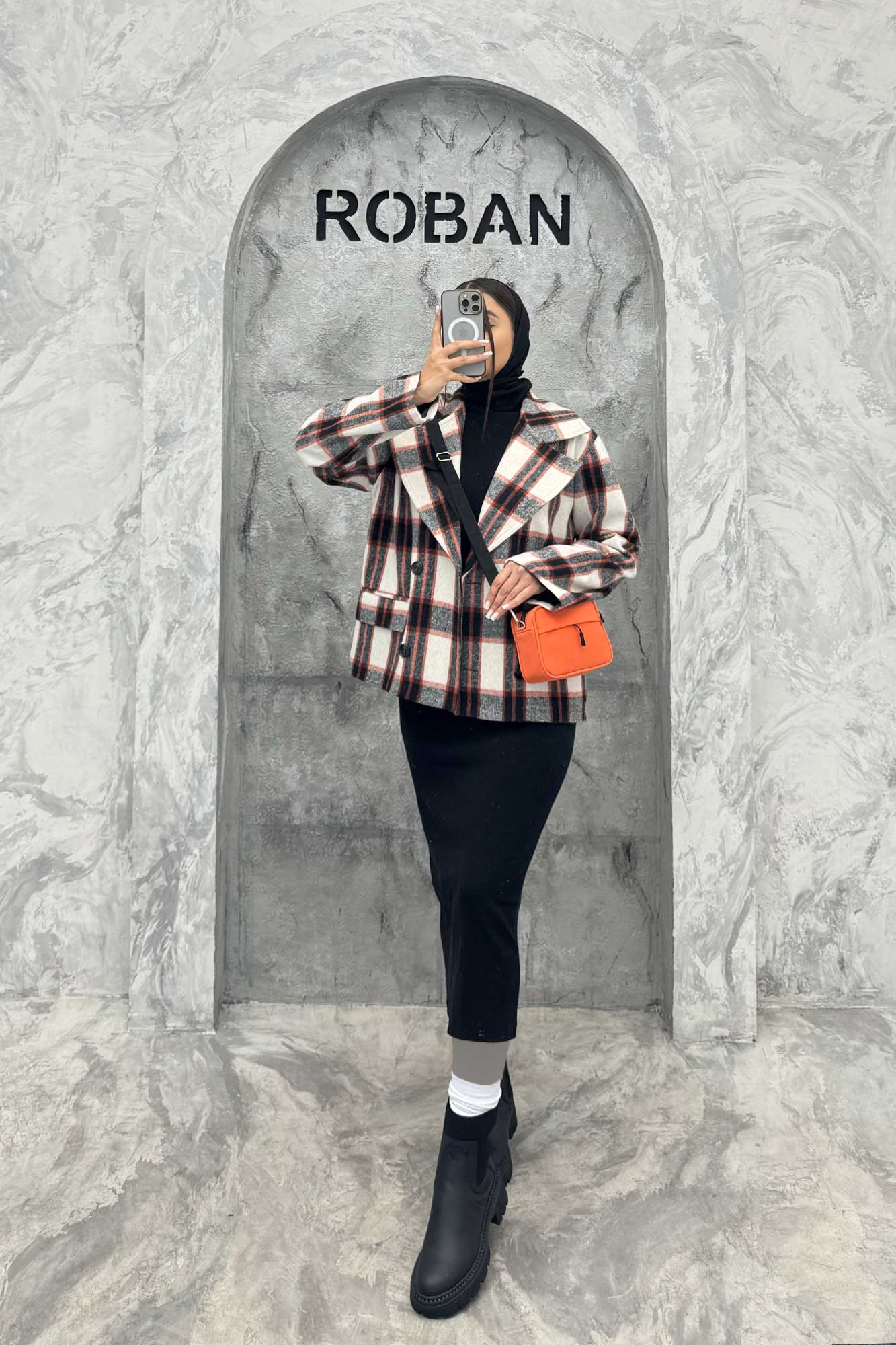 کت آستردار چهارخانه چهار دکمه کابریا